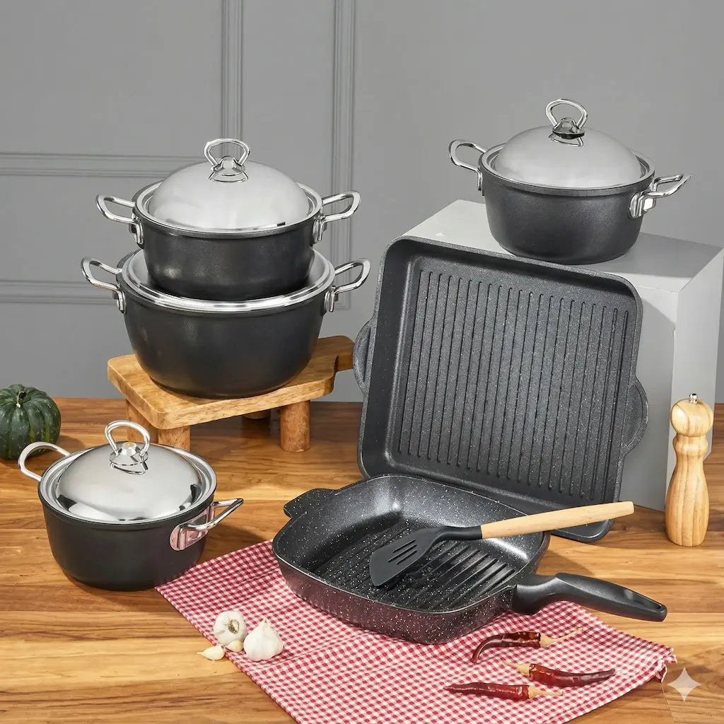 10-piece stainless steel cookware set - (Model LC01) - Original Turkish Yonca