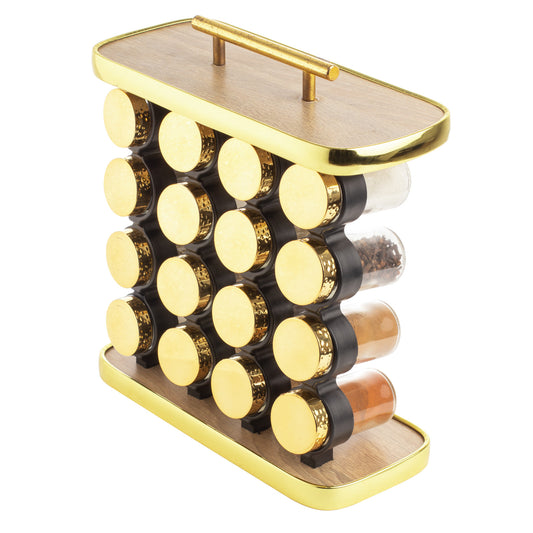 طقم توابل مستطيل برطمان أكريليك غطاء ستانلس دهبي