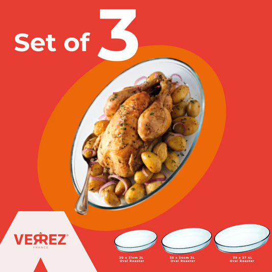 طقم بايركس 3 قطع بيضاوي -  VERREZ