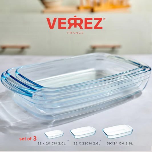 طقم بايركس 3 قطع مستطيل - VERREZ