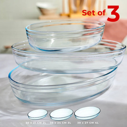 طقم بايركس 3 قطع بيضاوي -  VERREZ