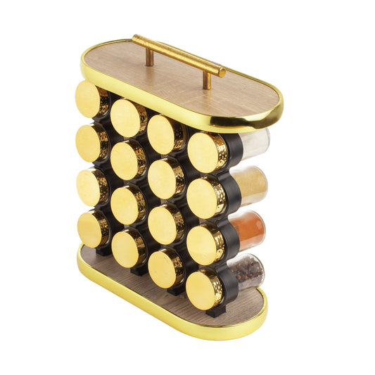 طقم توابل نصف دائري برطمان أكريليك غطاء ستانلس دهبي