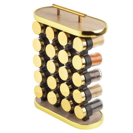 طقم توابل نصف دائري برطمان أكريليك غطاء ستانلس دهبي