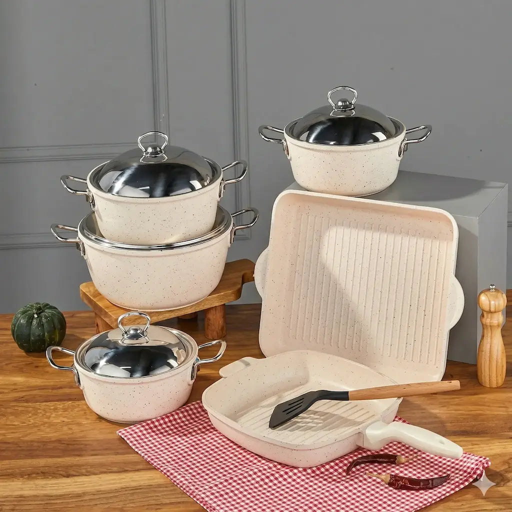 10-piece stainless steel cookware set - (Model LC01) - Original Turkish Yonca