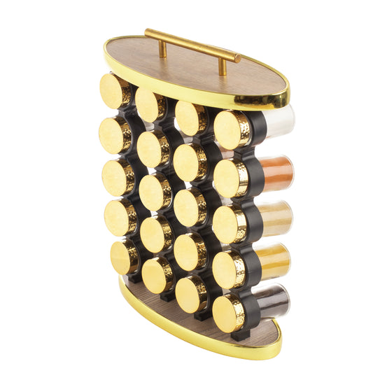 طقم توابل بيضاوي برطمان أكريليك غطاء ستانلس دهبي