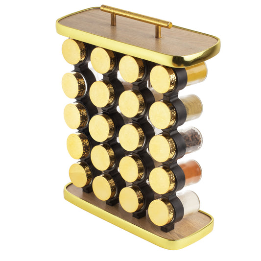 طقم توابل مستطيل برطمان أكريليك غطاء ستانلس دهبي