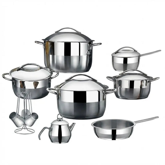 (موديل LC28) - طقم استانلس ستيل إيفيتا (Evita) التركي – 17 قطعة