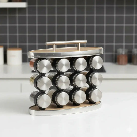 طقم توابل بيضاوي غطاء ستانلس فضي
