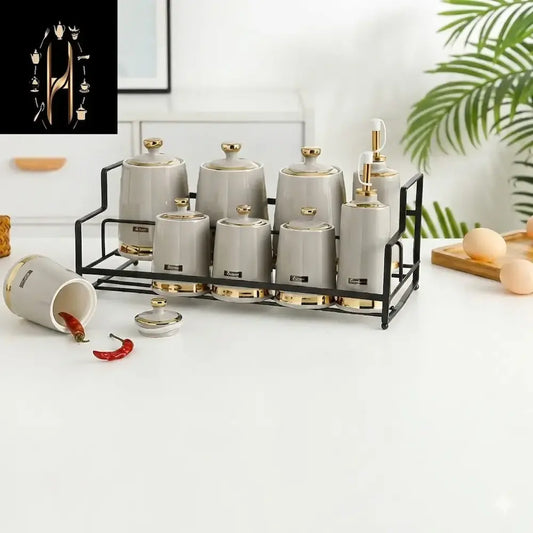 طقم توابل بورسلين 9 قطع - (موديل LC11)