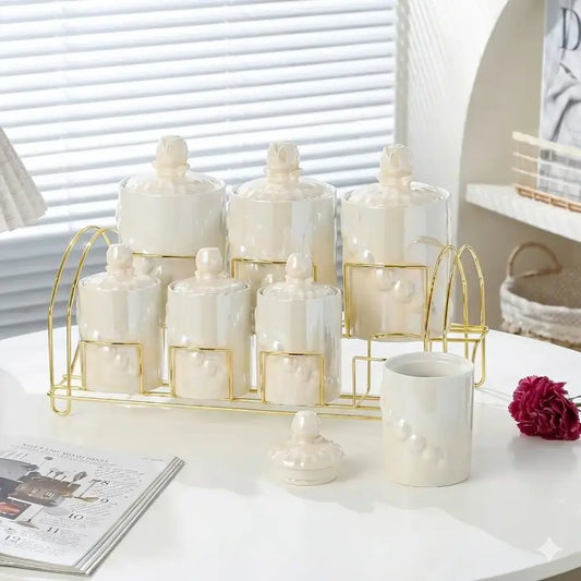 طقم توابل بورسلين 7 قطع - (موديل LC08)