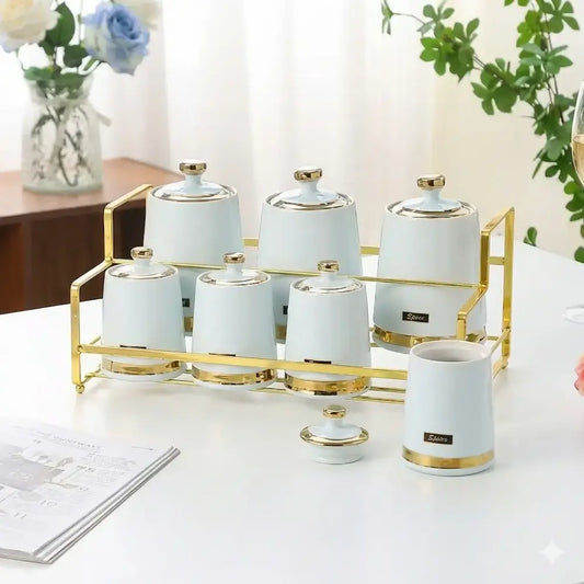 طقم توابل بورسلين 7 قطع - (موديل LC09)