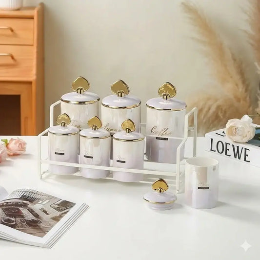 طقم توابل بورسلين 7 قطع - (موديل LC10)