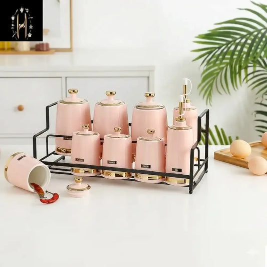 طقم توابل بورسلين 9 قطع - (موديل LC13)