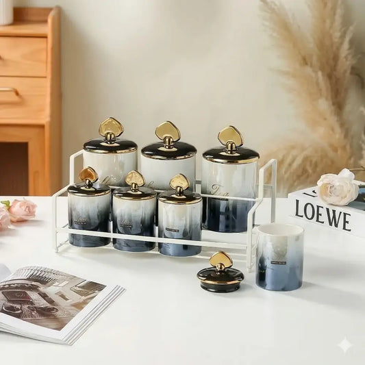 طقم توابل بورسلين 7 قطع - (موديل LC01)