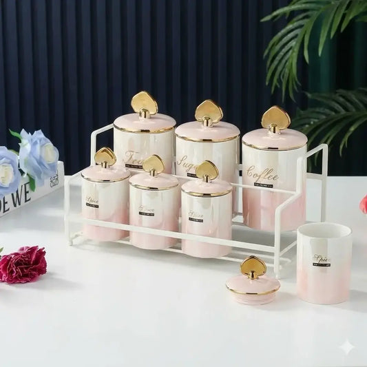 طقم توابل بورسلين 7 قطع - (موديل LC03)