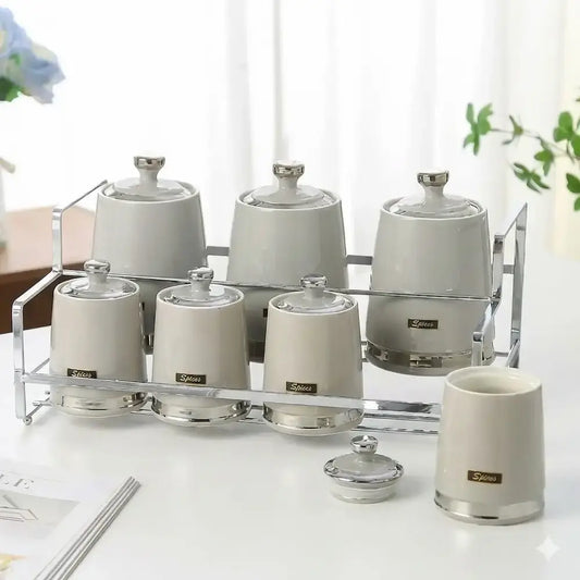 طقم توابل بورسلين 7 قطع - (موديل LC07)