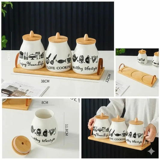 طقم منظمات مطبخ بورسلين 3 قطع - (موديل LC16)