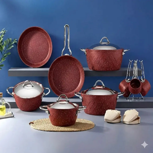 طقم حلل جرانيت 16 قطعة نبيتي - (موديل LC10)