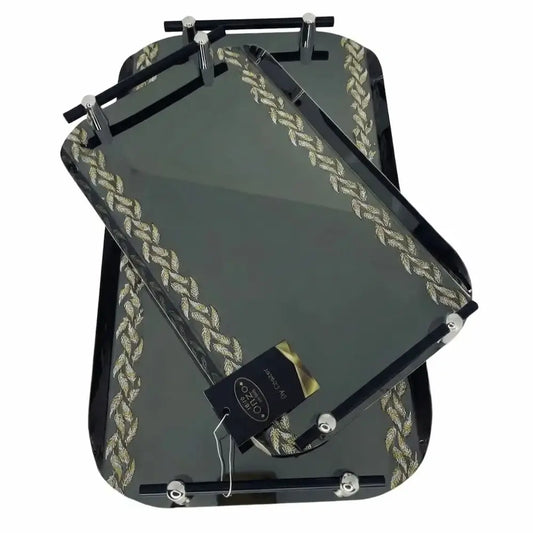 طقم صواني تقديم 2 قطعة ستانلس - (موديل LC12)